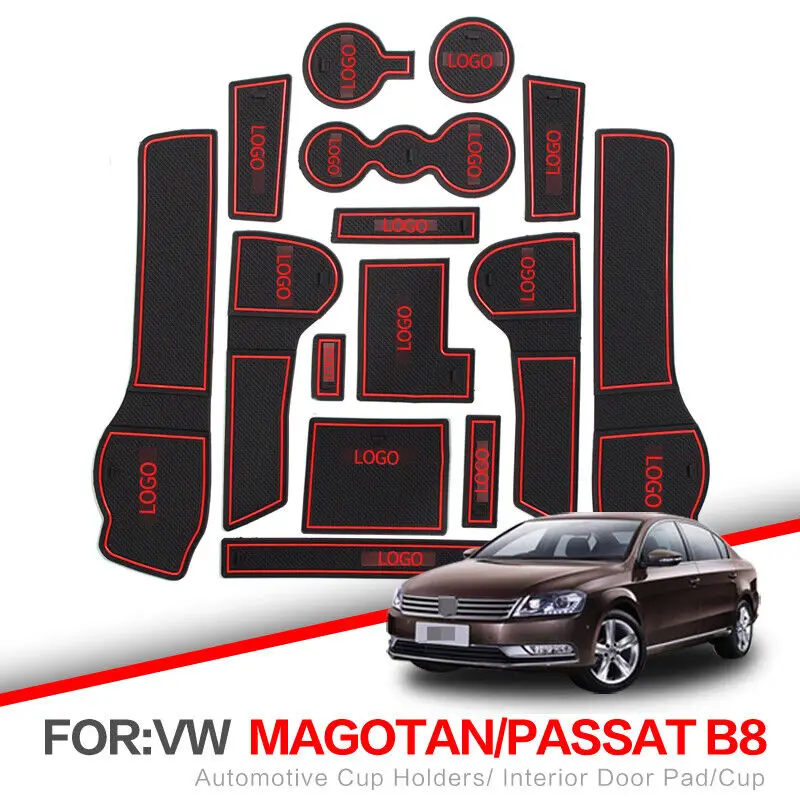 

Car Gate Slot Pad Water Coaster Interior Non-slip Mats For Volkswagen Magotan Auto Door Groove Mat Accessories