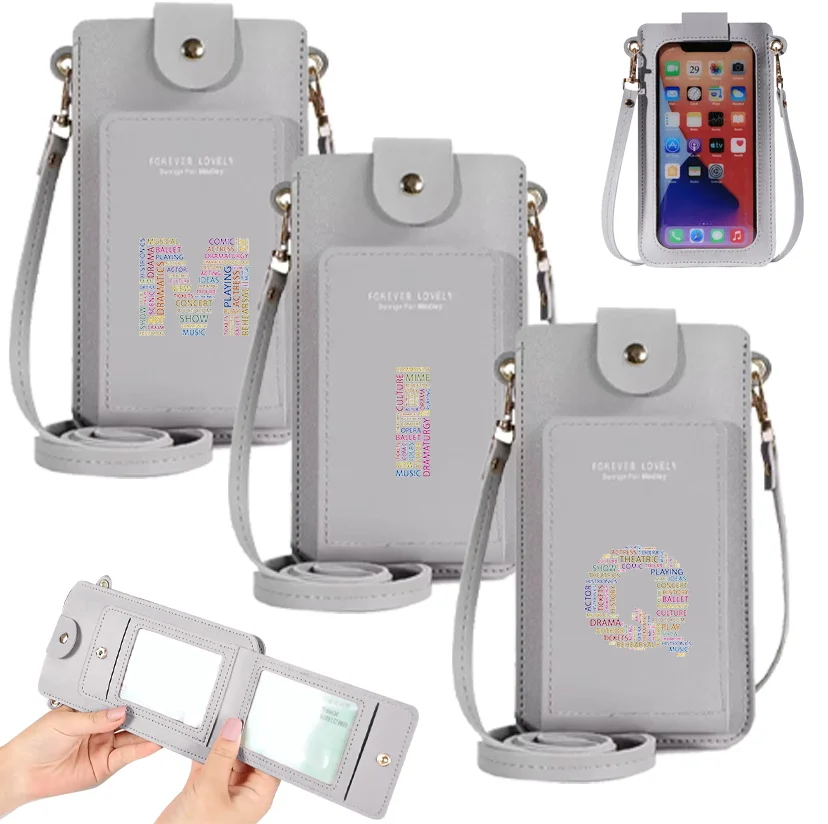 

Text Letter Printed Small Mobile Phone Shoulder Bags Fashion Women Mini CrossBody Bag Handbag Messenger Purse Card Holder Wallet