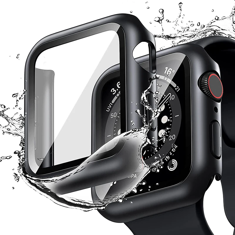 

Стекло + крышка для Apple Watch 7/6/SE/5/4/3/2/1 iWatch 42 мм 38 мм, бампер, закаленное стекло для Apple watch 44 мм 40 мм 45 мм 41 мм
