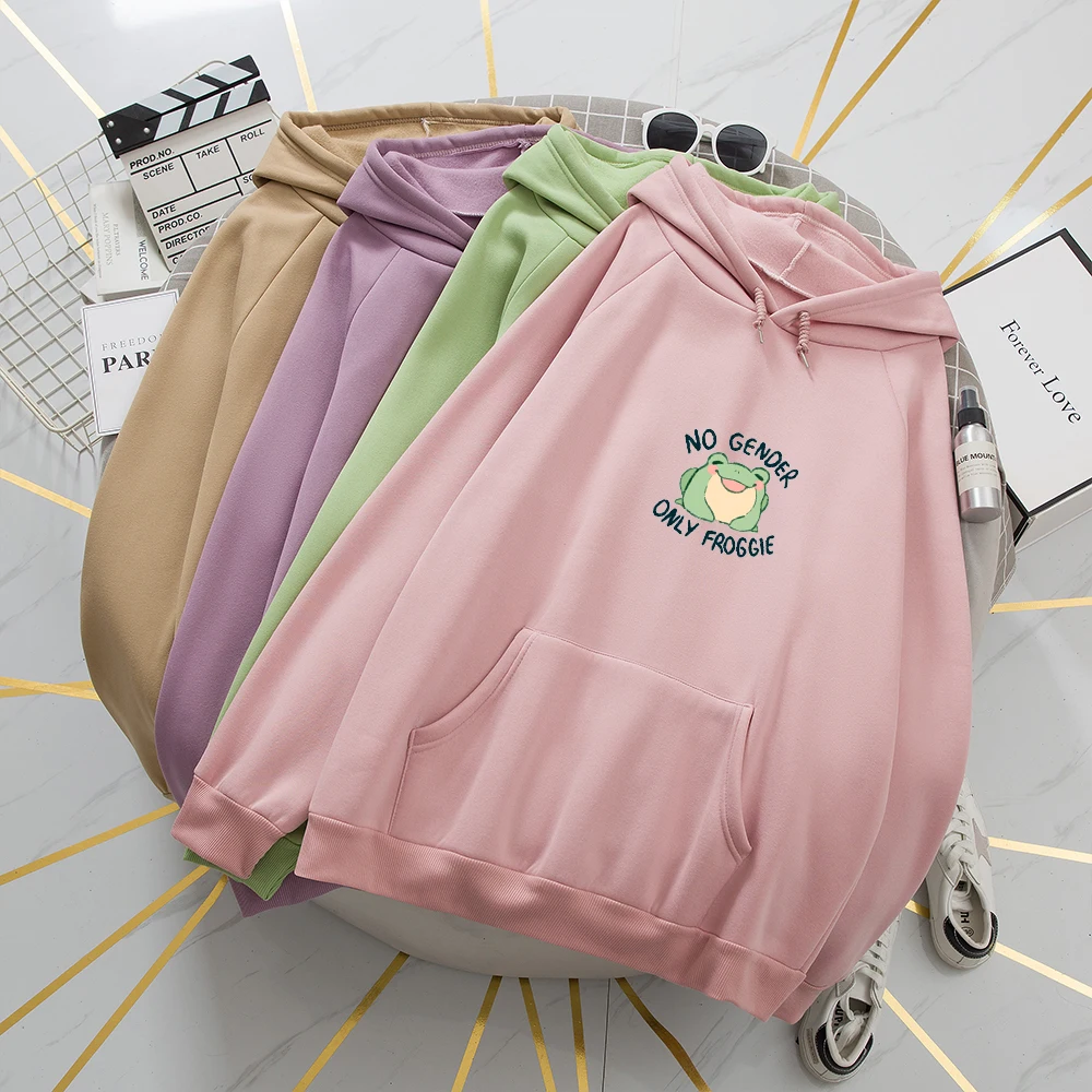 

Harajuku Aesthetic Clothing Kawaii Cartoon Frog Graphic Print Women Hoodie Sudaderas Para Mujer Vintage Casual Raglan Sleeve Top