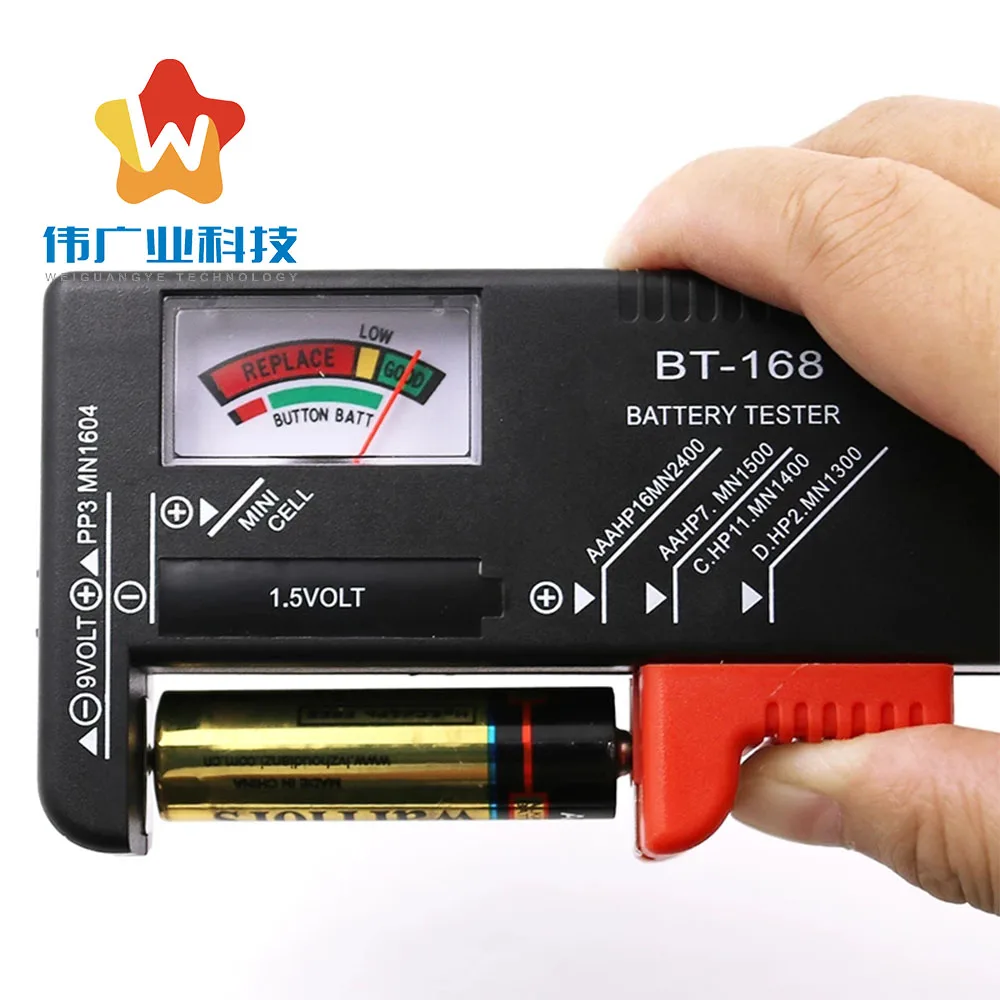 

BT-168 AA/AAA/C/D/9V/1.5V batteries Universal Button Cell Battery Colour Coded Meter Indicate Volt Tester Checker BT168 Power
