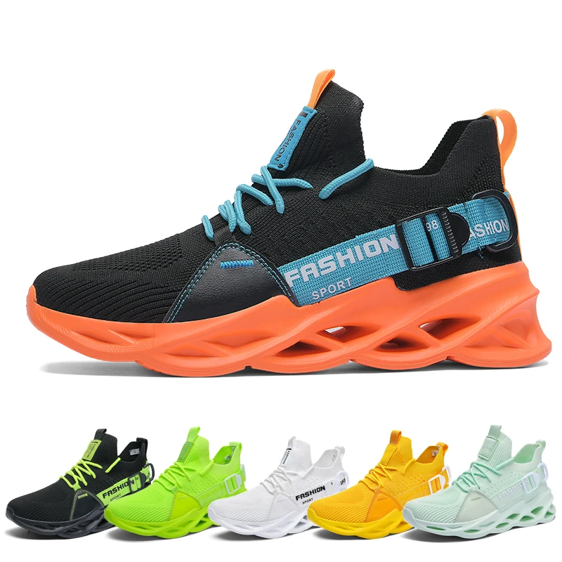 

Fashion contrast color sneakers men's high elastic blade running shoes 38-47 yards wear-resistant non-slip high life top sneaker