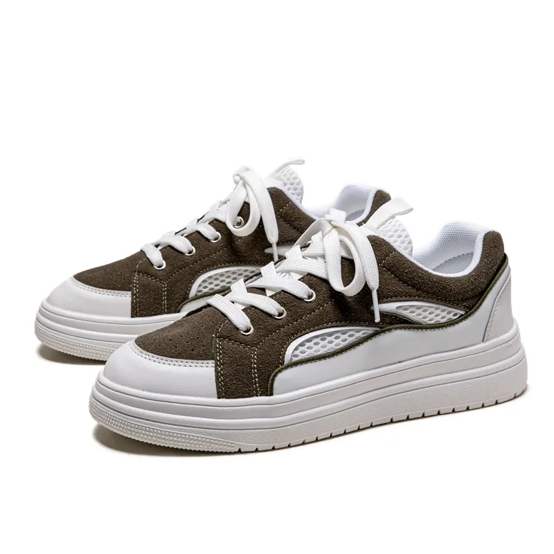 

White Skateboarding Shoes Men Leather Air Mesh Anti-slippery Breathable Flat Sports Sneakers Brand Spring 2022 New Free Shipping