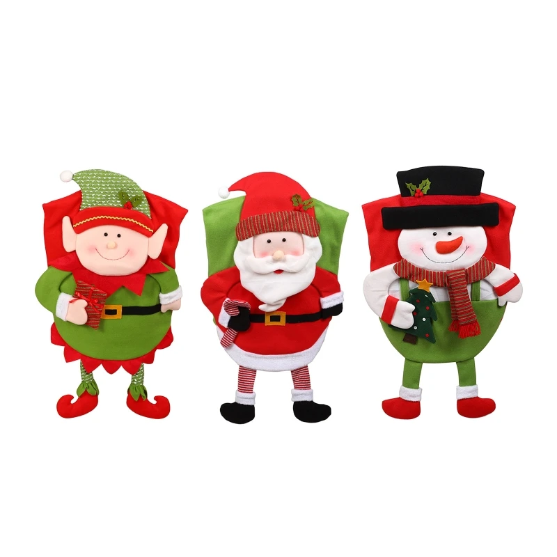 

Christmas Chair Plaid Chair Covers Decor Santa Claus Red Hat Chair Xmas Kitchen Dining Chair Slipcovers