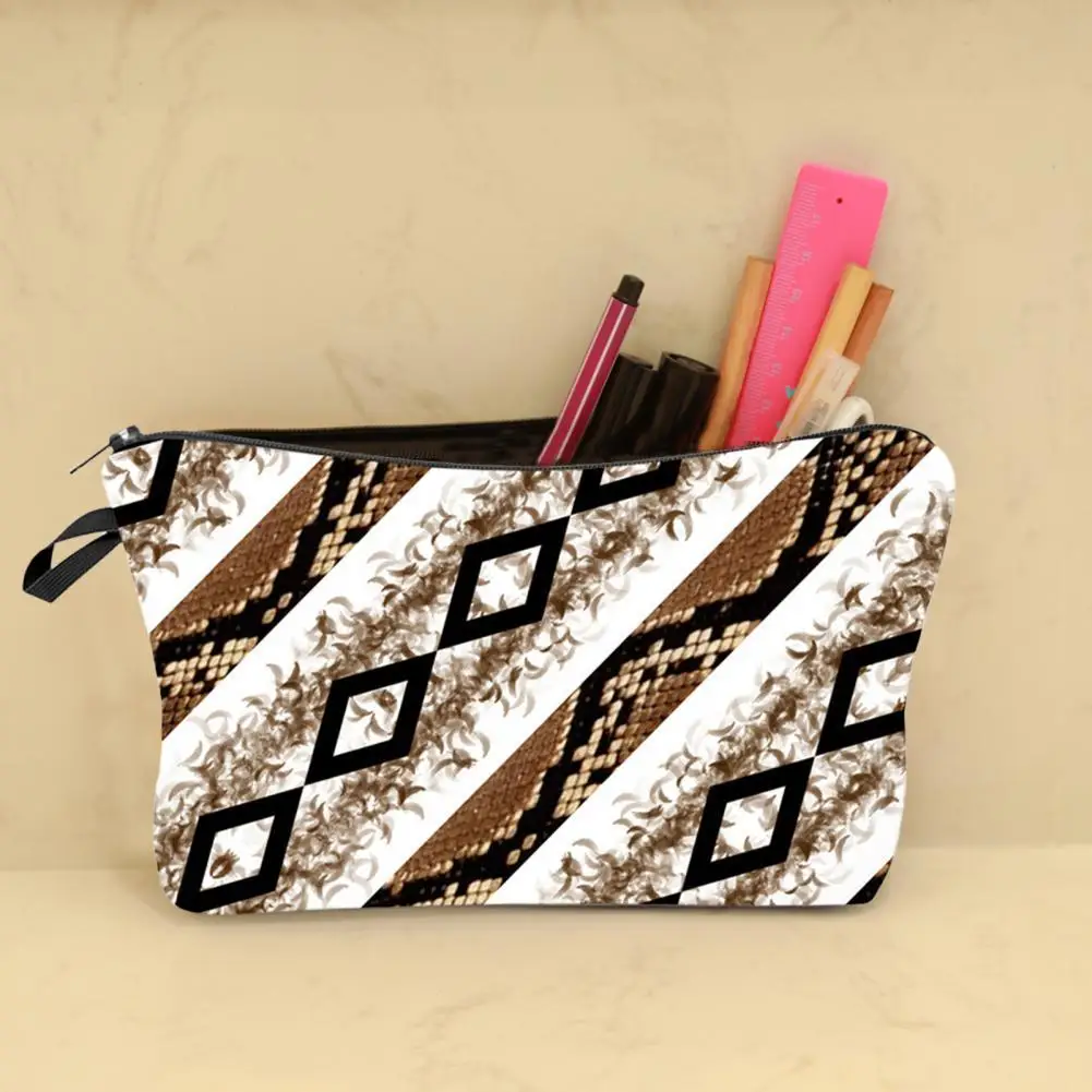 

Косметичка в винтажном стиле, практичная вместительная многофункциональная креативная косметичка на молнии с геометрическим принтом для ...