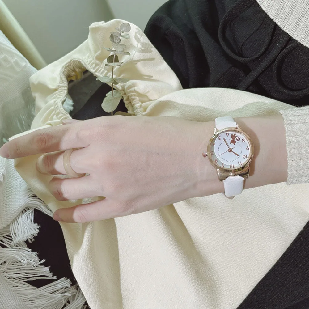 

Fashion Casual Women's Watch Cute Cartoon Cat PU Leather Strap Durable Battery Wristwatch for Women Student Girls Watch Gifts