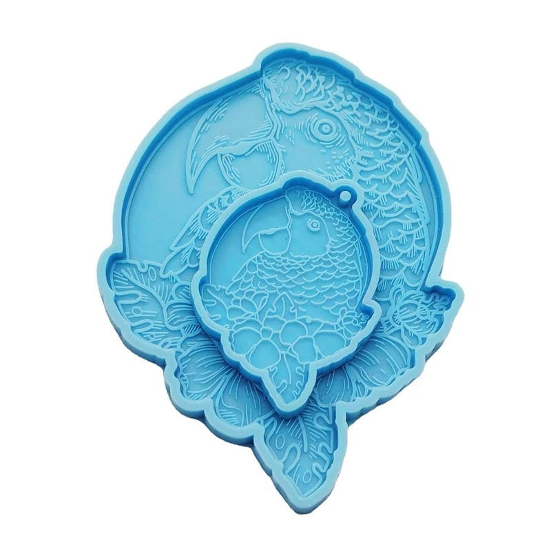 

R3MC 2x Lovely Parrot Silicone Keychain Mold Resin Silicone Pendant Mold for DIY Coaster Decor Homemade Pendant Craft Tool