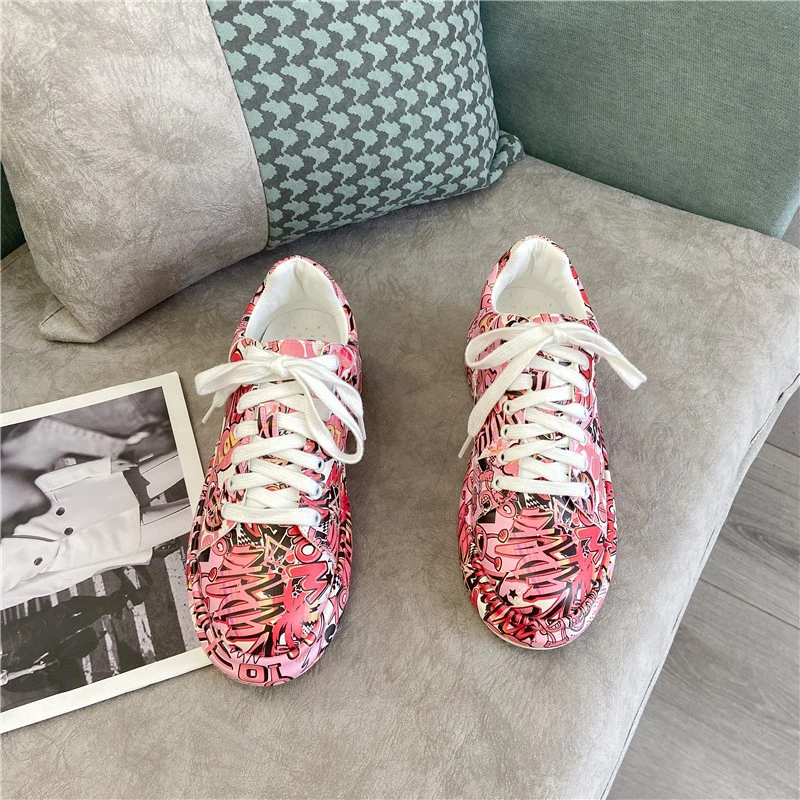 

Shoes for Women 2023 New High Quality Lace Up Vulcanized Shoes Fashion Casual Sports Women's Shoes Round Toe Single Shoes