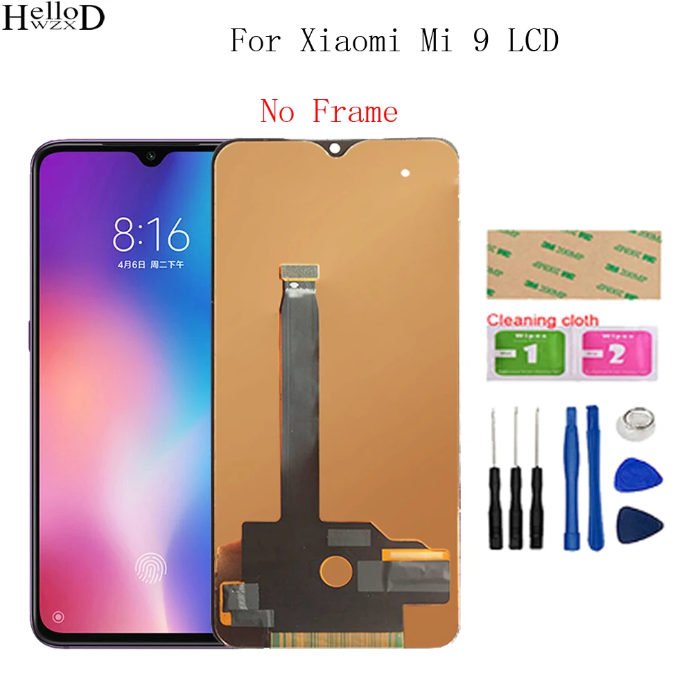 

ЖК-дисплей 6,39 дюйма для Xiaomi MI 9, сенсорный экран, дигитайзер, сменные детали для MI9 в сборе, запасные части + Инструменты