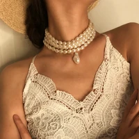 multilayer white imitation pearl pendant necklace punk women wedding jewelry short clavicle necklace girls glamour party jewelry