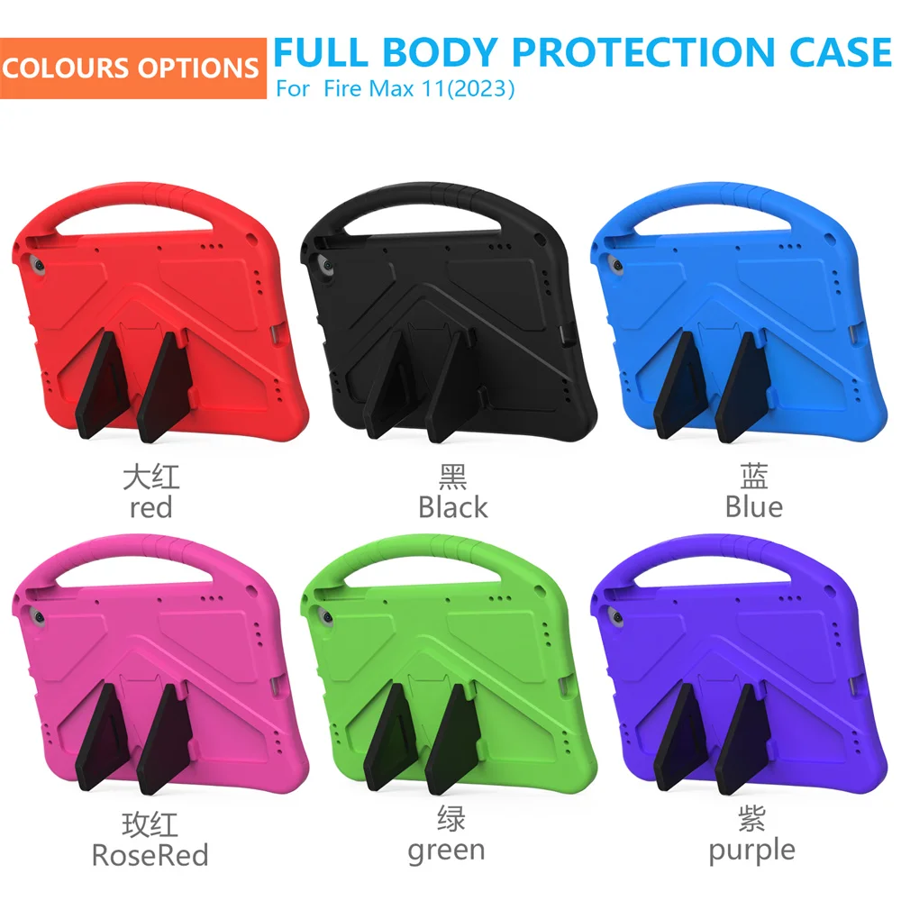 

For Amazon Fire Max 11 inch Max11 Case New 2023 Shockproof Safe EVA Foam Stand Kids Cover Funda with Handle