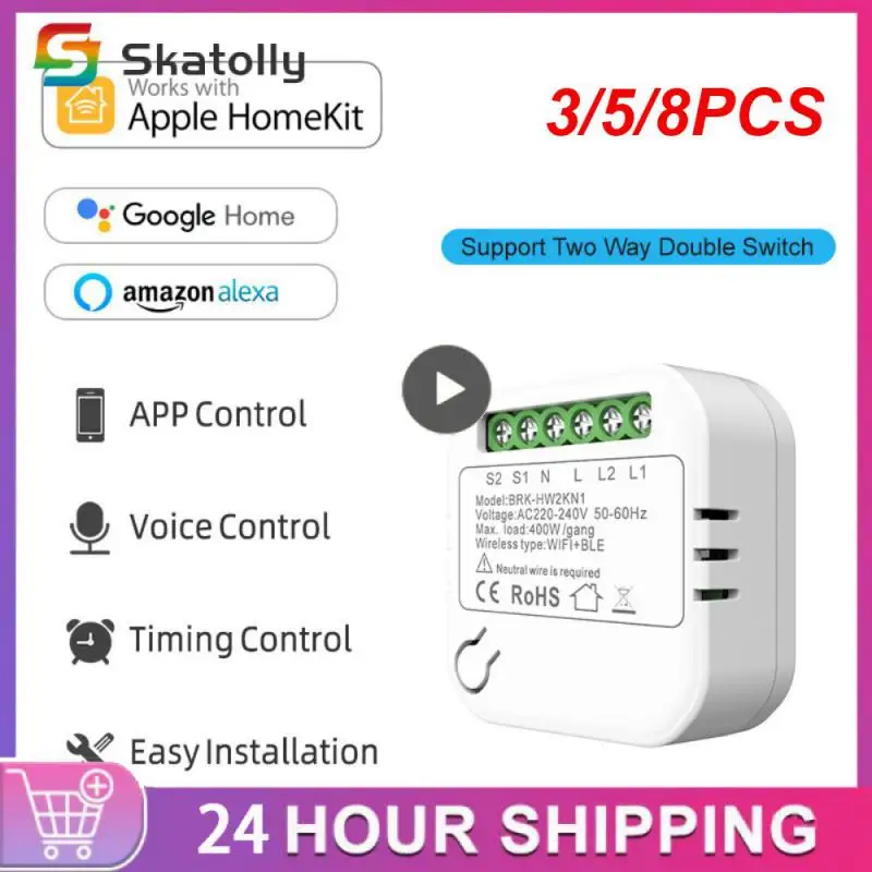 

3/5/8PCS Smart Switch Modul Voice Control For Homekit Mini Smart Breaker Dual Platform Control Convenience Smart Wifi Switch
