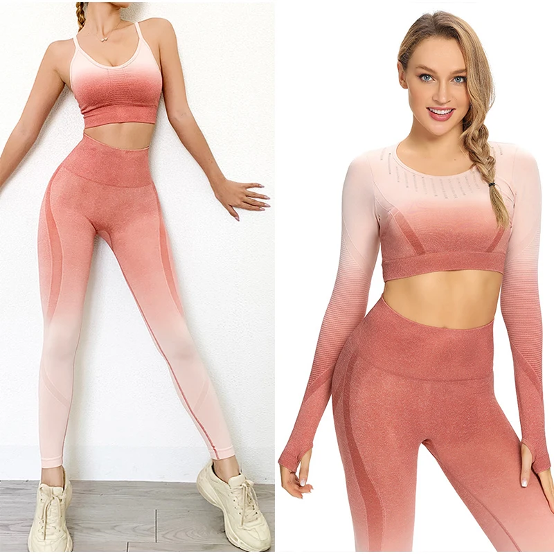 

Yoga Set Women Seamless Gym Sport Clothing Sports Bra High Stretch Tummy Leggings Fitness Training Clothes Female Hot 2/3 Piece
