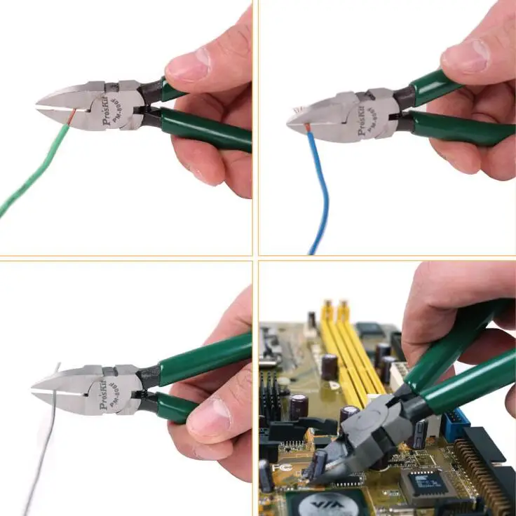 Original Pro'sKit PM-806F thin knife oblique pliers water pliers diagonal stripping wire cutters tool