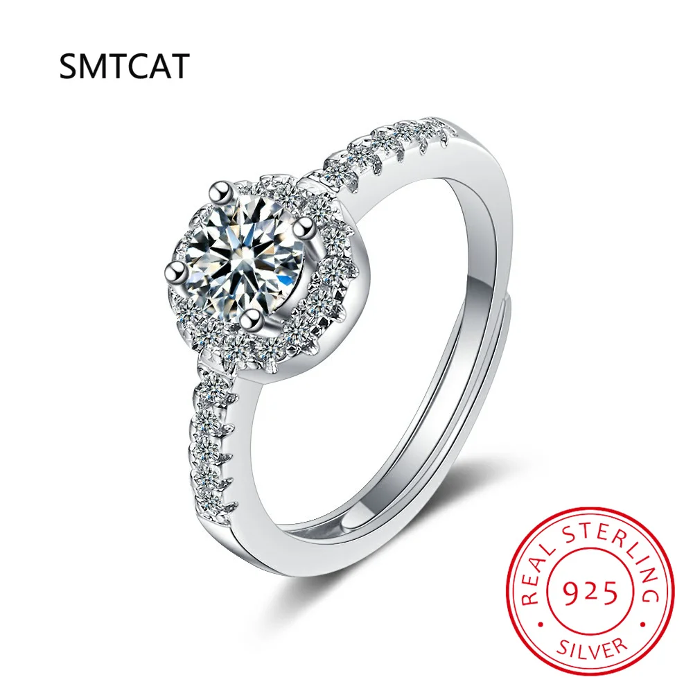 

925 Sterling Silver VVS1 Real Moissanite D Color Gemstone Wedding Engagement Ring Jewelry Wholesale With GRA