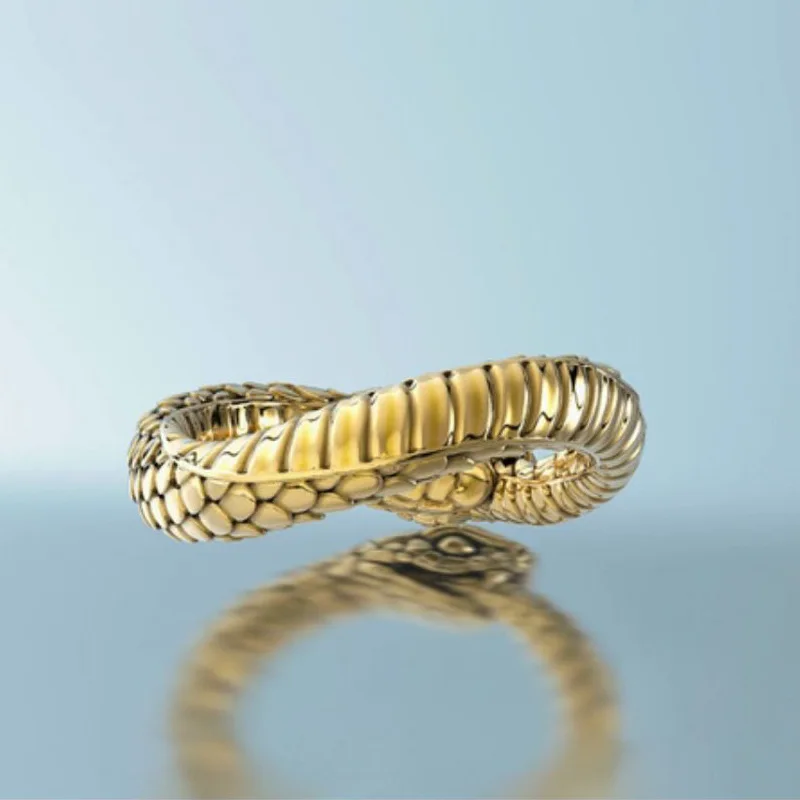 

European and American Fashion Creative Retro Golden Snake Female Alloy Ring Women's Party Jewelry Accessories Wholesale