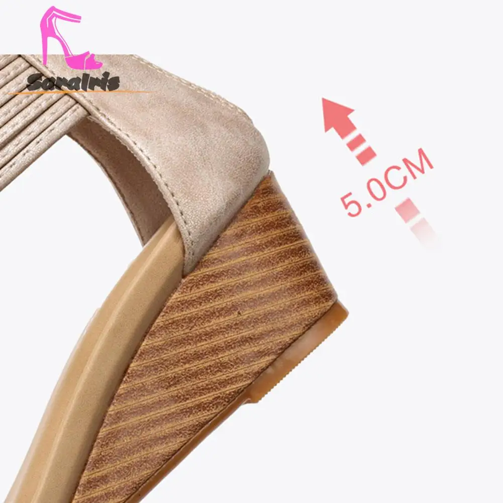 Slope With Roman Shoes Female 2023 Summer Bohemian Retro Sandals Back Zipper Comfy Walking Office Ladies Elegant Sandals Shoes
