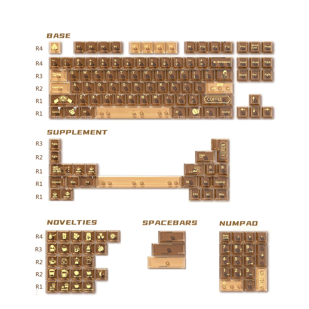 Кофейные колпачки для ПК с подсветкой вишневым профилем механические клавиатуры