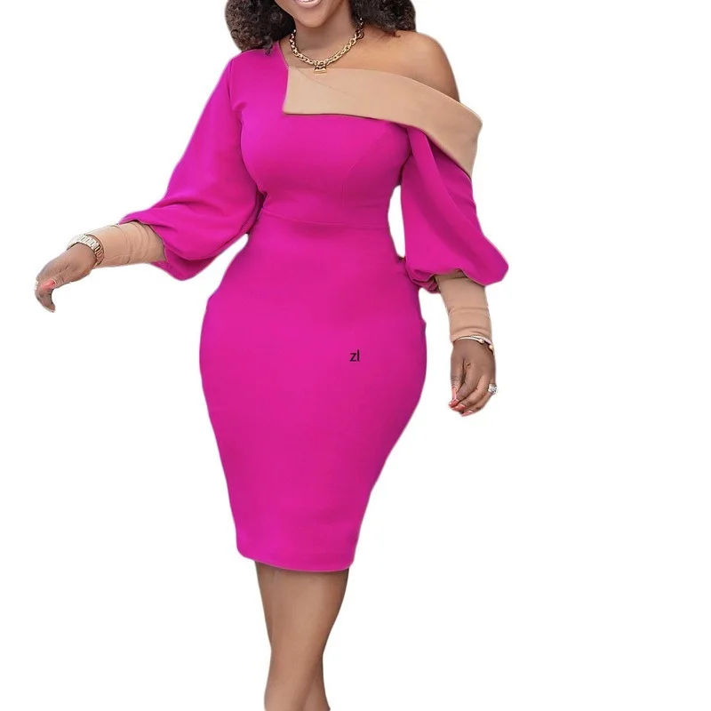 

Office Lady Summer Bodycon Dress African Women Pencil Dress African Women Solid Color Knee-length Dress African Dresses Women