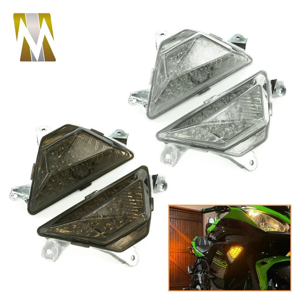 

Front LED Turn Signal Light Motorcycle Accessories Turn Indicator Lamp For Kawasaki Ninja 250 300 ZX6R Ninja300 650 1000 2018