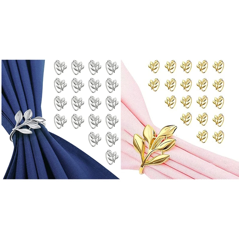 

20Pcs Leaf Napkin Rings - Napkin Ring For Table Napkins - Holiday Napkin Rings Fall Napkin Rings For Party