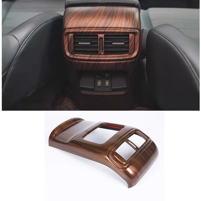 1Pcs Peach Wood Pattern ABS Rear Air Conditioner Outlet Decoration Rear Exhaust Outlets Cover For Honda CRV 2017 2018 2019 2020