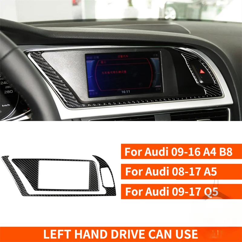

Наклейка из углеродного волокна для Audi A4 B8 2009-2016 A5 2008-2017 Q5 2009-2017, панель управления для салона навигации компакт-диска, автомобильные аксессуары