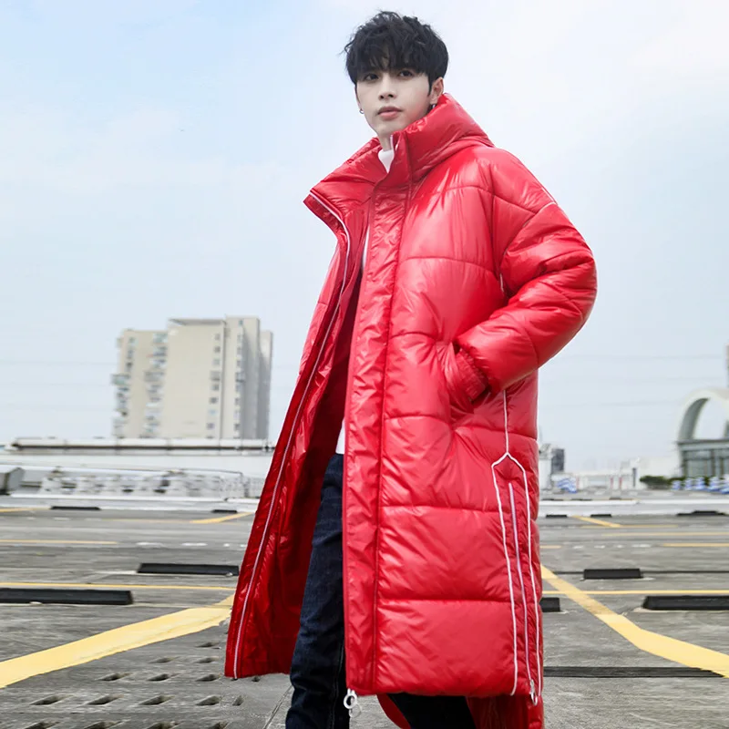 

Мужская зимняя длинная теплая парка с толстой капюшоном, Мужская Глянцевая верхняя одежда, Классическая ветрозащитная парка с карманами для мужчин