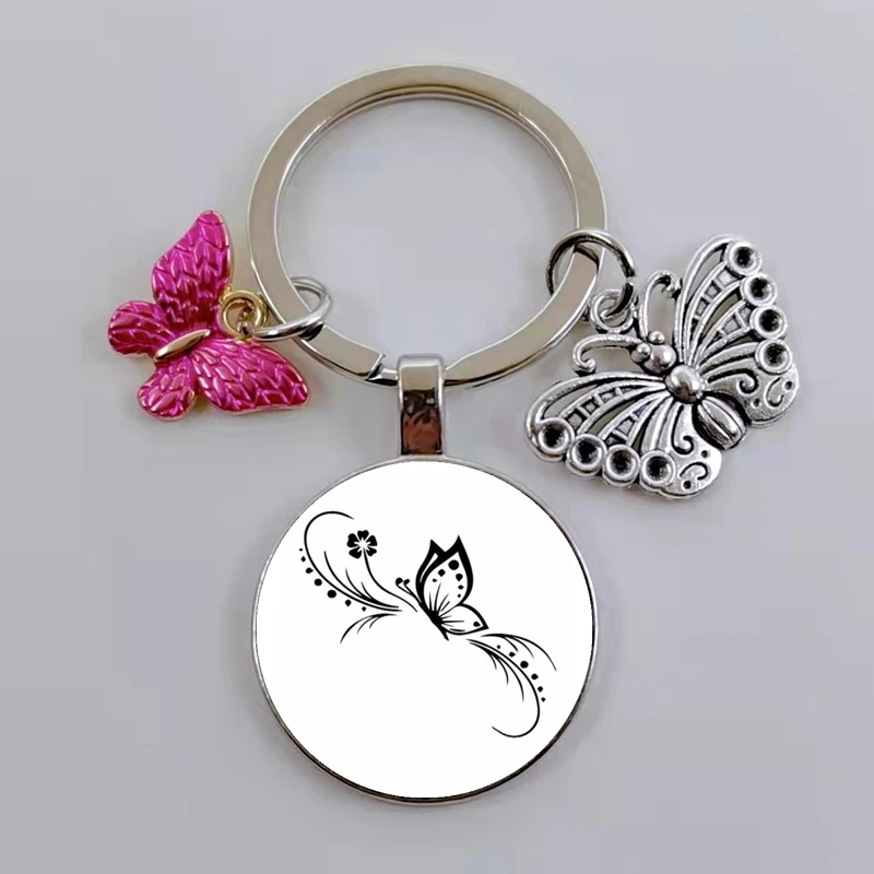 Красочная эмалированная бабочка брелок цветок искусство картина кабошон стекло