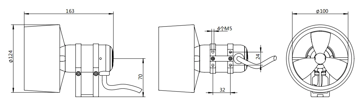ROV T100-120 Подводный водонепроницаемый 24 В 48 подводный подруливающий лодка Impo
