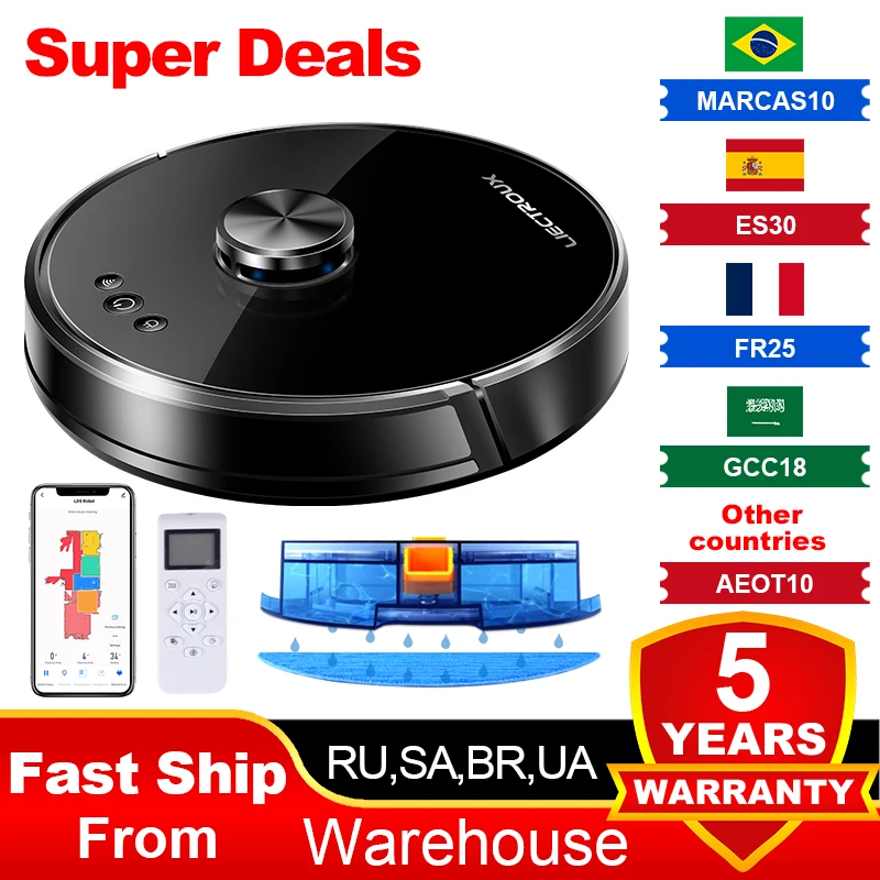 Robot Vacuum Cleaner Liectroux XR500,Laser Lidar Navigation,6500pa,Multi-Floor Map,Wet Mopping,APP No-Go Zone