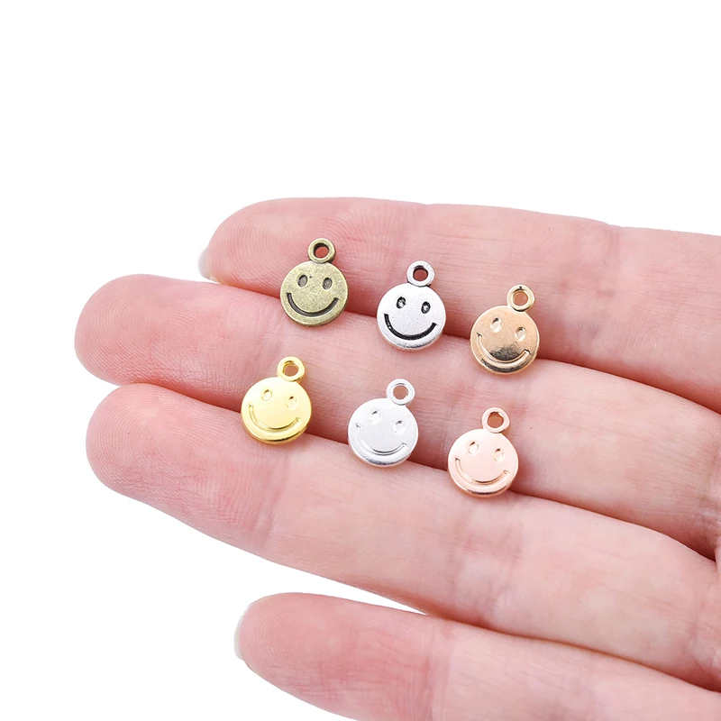 

40pcs 6color smiley face Charms Zinc alloy Accessories Parts Pendants for DIY Earrings Bracelet Necklace Jewelry Making 10*8mm