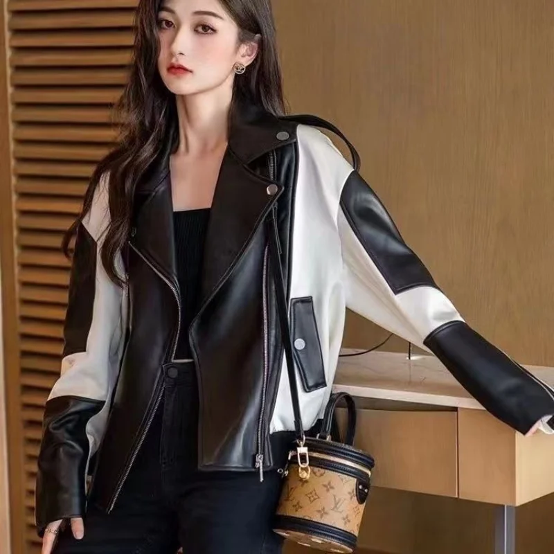 Autumn Winter Women Leather Jacket Streetwear Long Sleeve Zipper Windbreaker Retro Overcoat Korean Fashion Coat Casual Loose