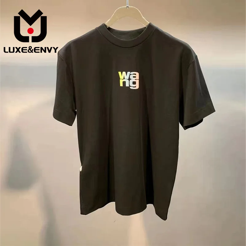 

Роскошная & ENVY Новинка, разноцветная универсальная свободная хлопковая Футболка с круглым вырезом и буквенным принтом, женская дизайнерска...