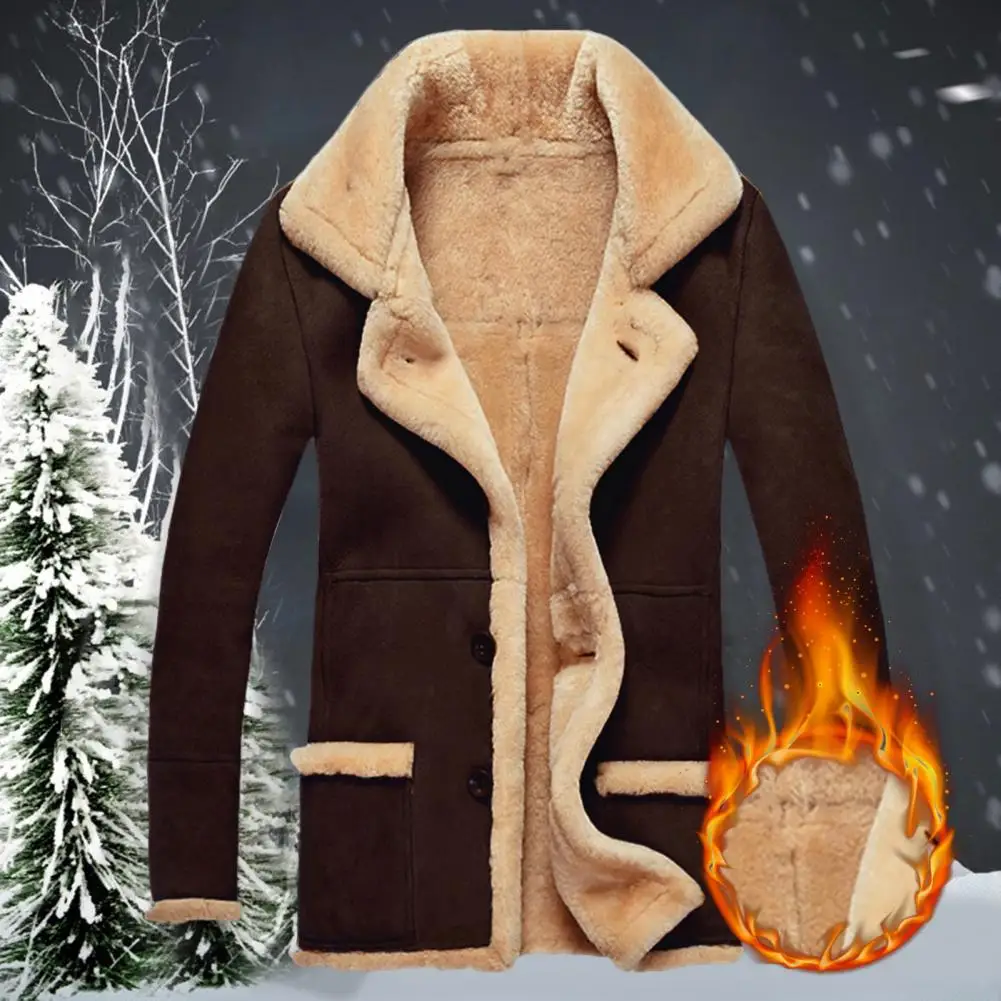 

Popular Motorcycle Jacket Lapel Slim Fit Winter Jacket Winter Warm Plush Lined Faux Suede Jacket Coat