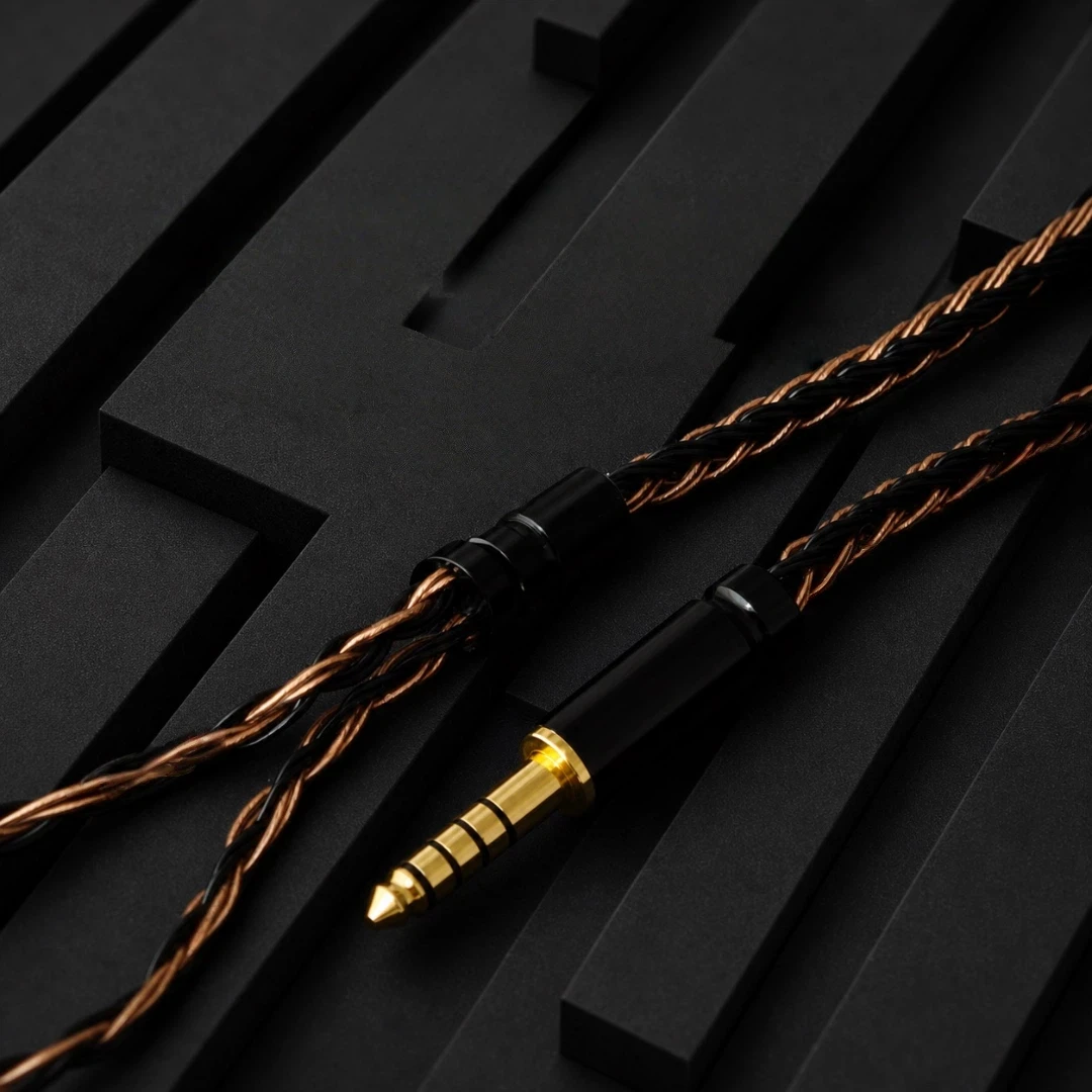 Фото Кабель IM Pin с микрофоном для Audio-Technica IM50, IM70, IM01, IM02, IM03, IM04, 4.4 мм, балансный, 16-жильный, черный/коричневый, мягкий провод для внутриканальных наушников №5