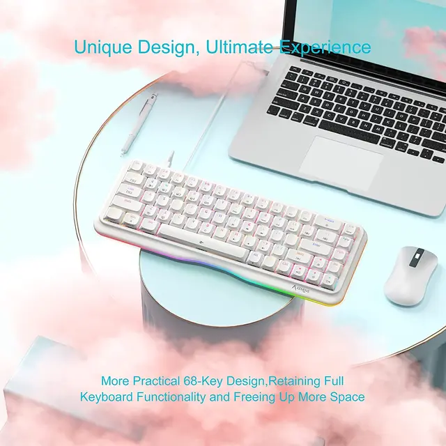 KEMOVE K68SE Wired 60% Gaming Mechanical Keyboard RGB Backlit/Lighting Strip Blue Switch DSA Profile PBT Keycaps For Windows/Mac 5