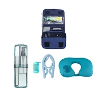 wholesale travel accessories camping travel kits with air pillow toothpaste washing cup