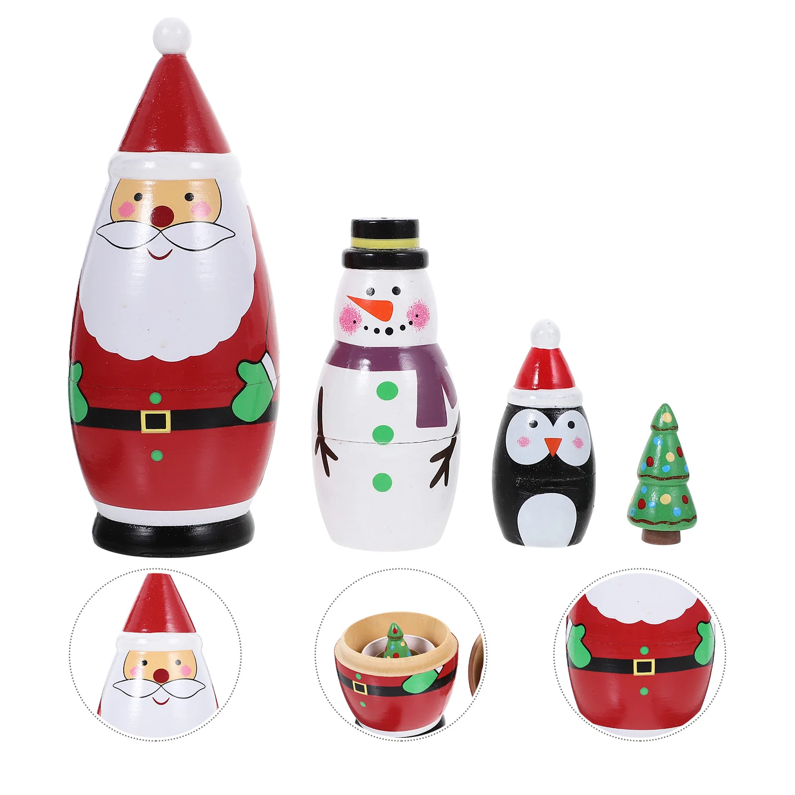 

4/5/6 Layer Santa Claus Russian Nesting Dolls Handmade Wooden Matryoshka Toys For Kids New Year Christmas Gifts