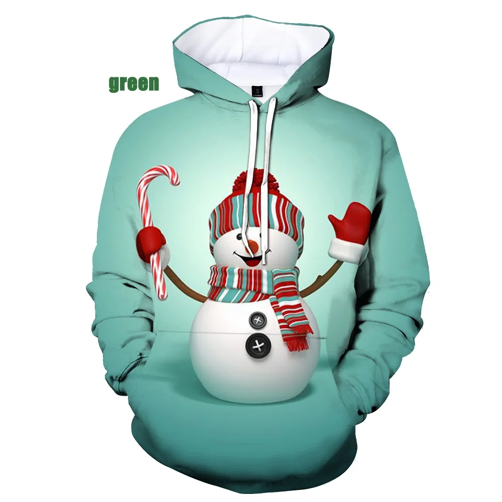 Autumn And Winter Christmas Snowman Animal 3D Printed Christmas Hoodie Unisex Personality Christmas Casual Sport Hooded