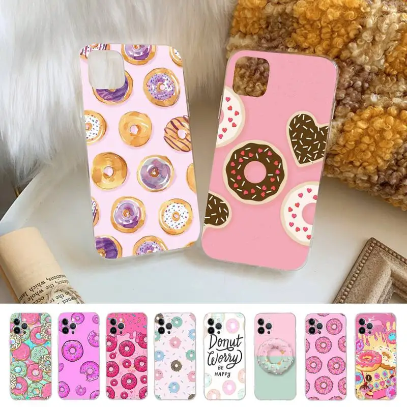 

Cute Donut Phone Case For iPhone 13 14 Pro Max XS XR 12 11 Pro 13 Mini 6 7 8 Plus Clear Back Cover Capa
