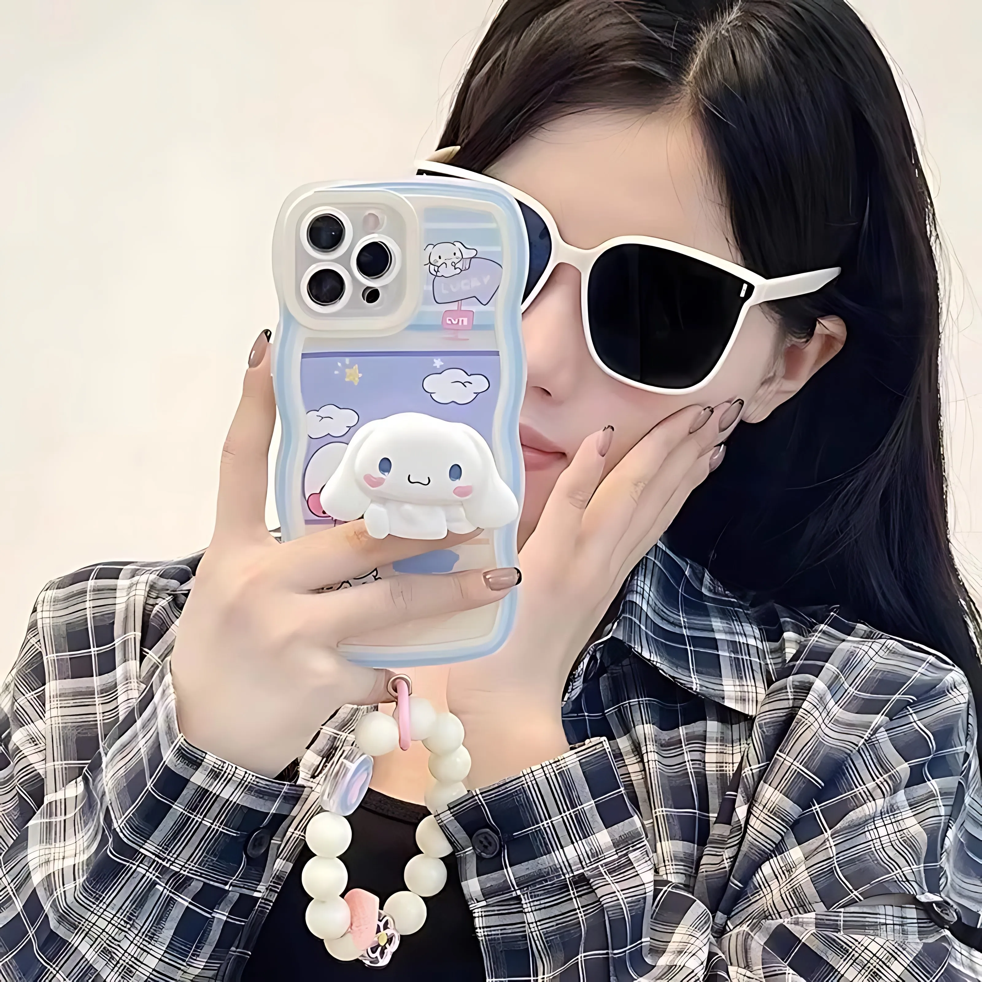 Cute Cinnamoroll Bracket Silicone Curly Wave Case For Xiaomi Redmi A1 A3 8 9 9s 10 10C 9A 9C 12C 13C Note 11 12 Pro 5G