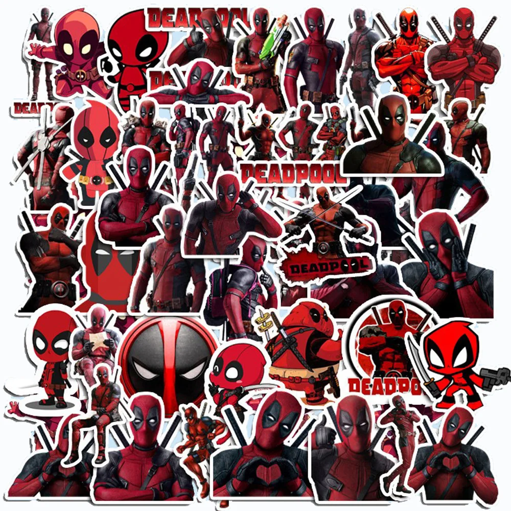 10/30/50Pcs Disney Supereroe Deadpool Adesivi Per Laptop Skateboard Moto Impermeabile Cool Cartoon Sticker Decalcomanie Giocattolo Per Bambini