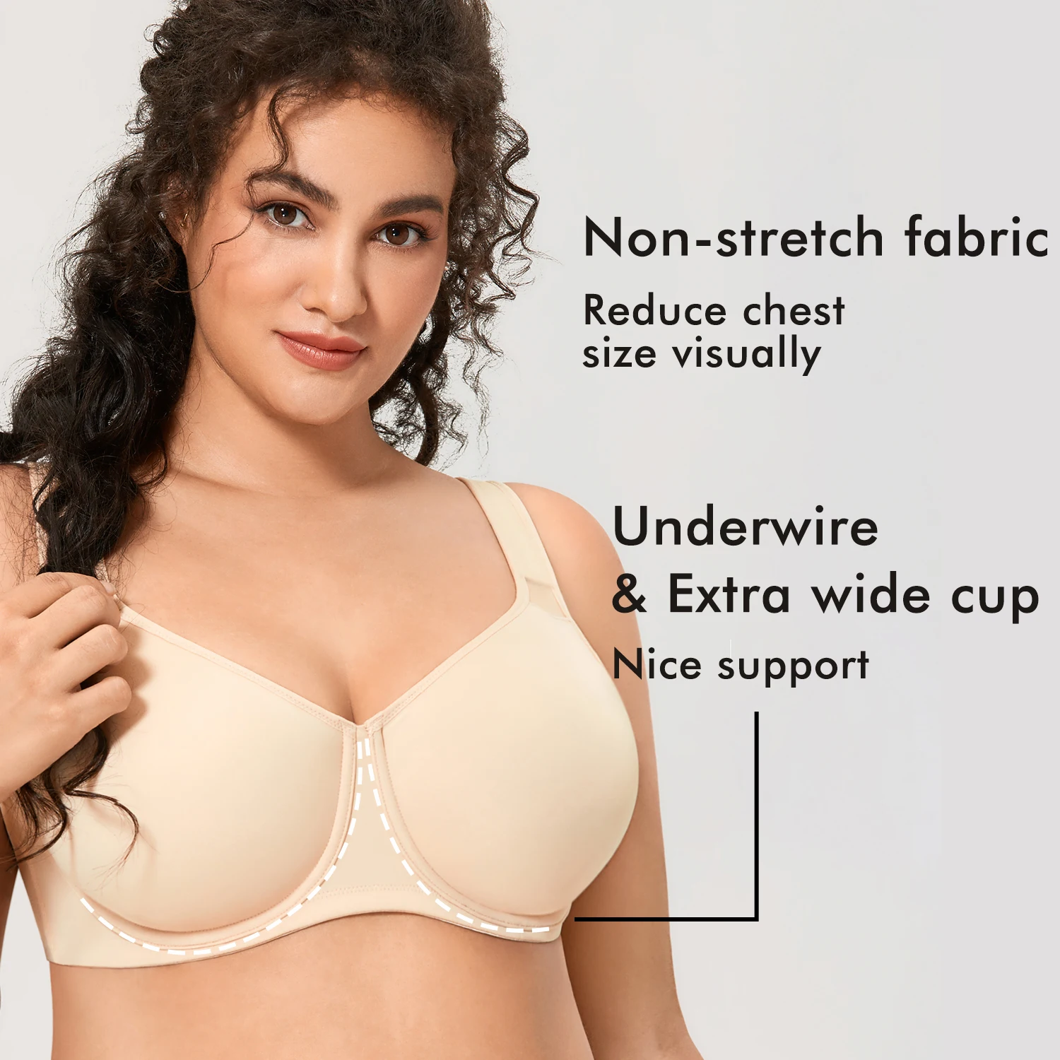 DELIMIRA Smooth Minimizer Bra Women's Full Coverage Plus Size Bras Underwire Seamless Underwear Non-padded