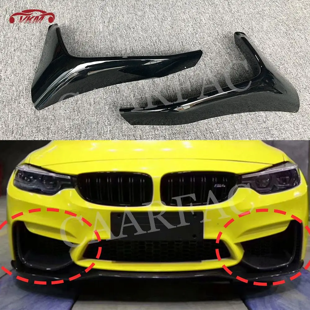 

ABS Gloss black Front Bumper Spoiler Splitters Aprons for BMW 3 4 Series F80 M3 F82 F83 M4 2014 - 2019 Carbon Fiber Look