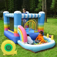 new inflatable bounce house small rainbow trampoline commercial naughty castle indoor outdoor kids combo playhouse jump home use