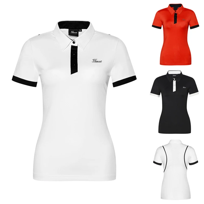 

Женская футболка с коротким рукавом New golf, быстросохнущая, дышащая, впитывающая пот, влагу, приталенная, Повседневная футболка-поло