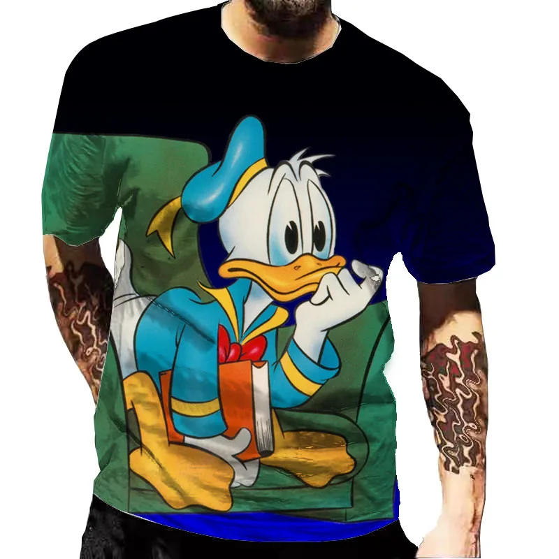 

Disney Donald Duck Men Fashion Summer T-shirt Children Casual Cartoon Short Sleeve T-shirts Funny Classic Movies 3D Print Tees
