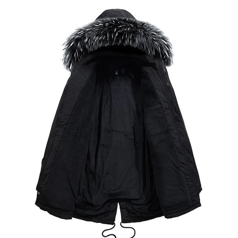 Mens Parka Fur Collar Hooded Windproof Jackets 2022 Winter New Warm Thick Parkas Men Fashion Casual Solid Long Jacket Coats