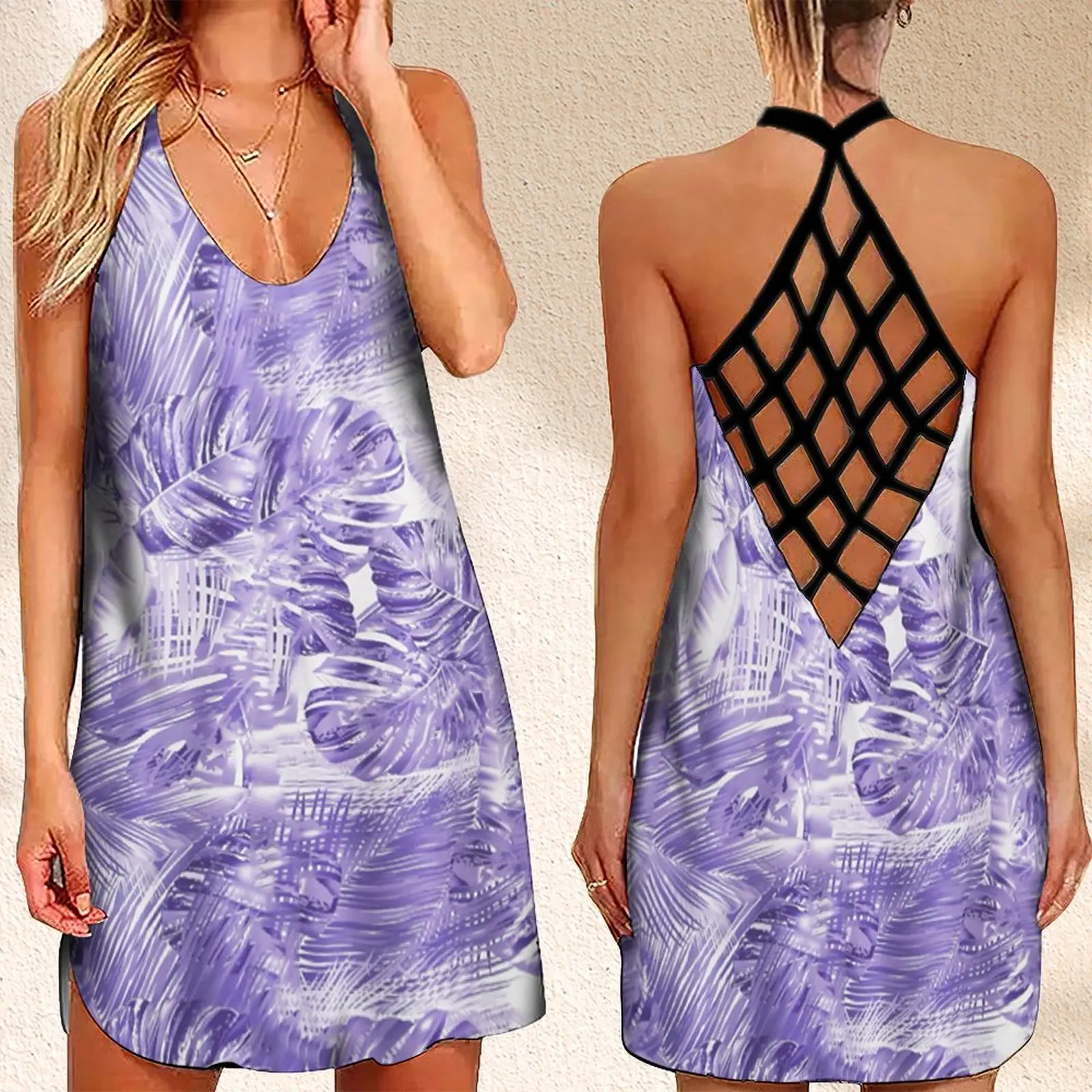 

Новое Женское платье без рукавов с открытой спиной, летнее женское вечернее платье в богемном стиле с цветочным принтом